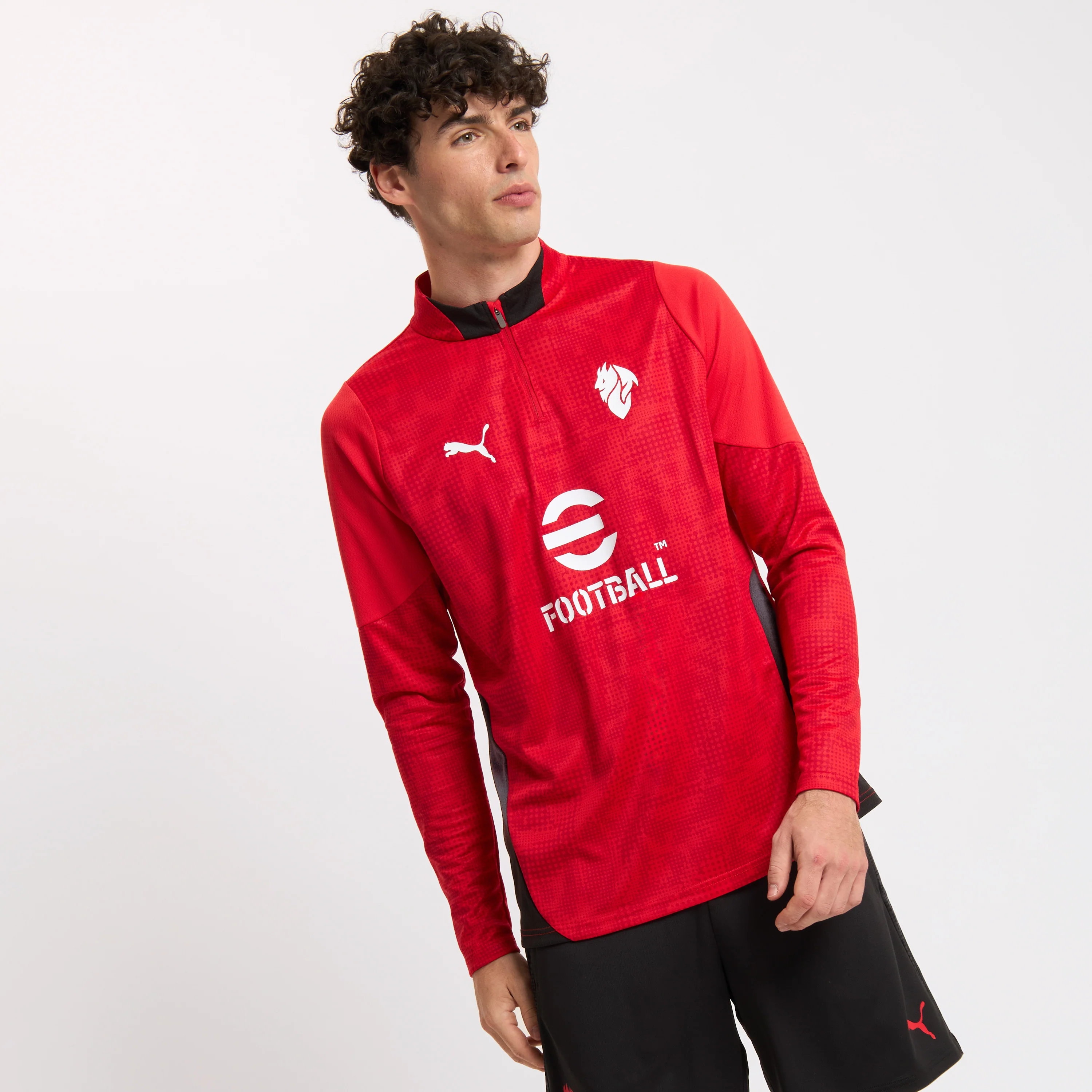 MAGLIA ROSSA MILAN TRAINING 1/4 ZIP A MANICA LUNGA 2025/26 - Image 3