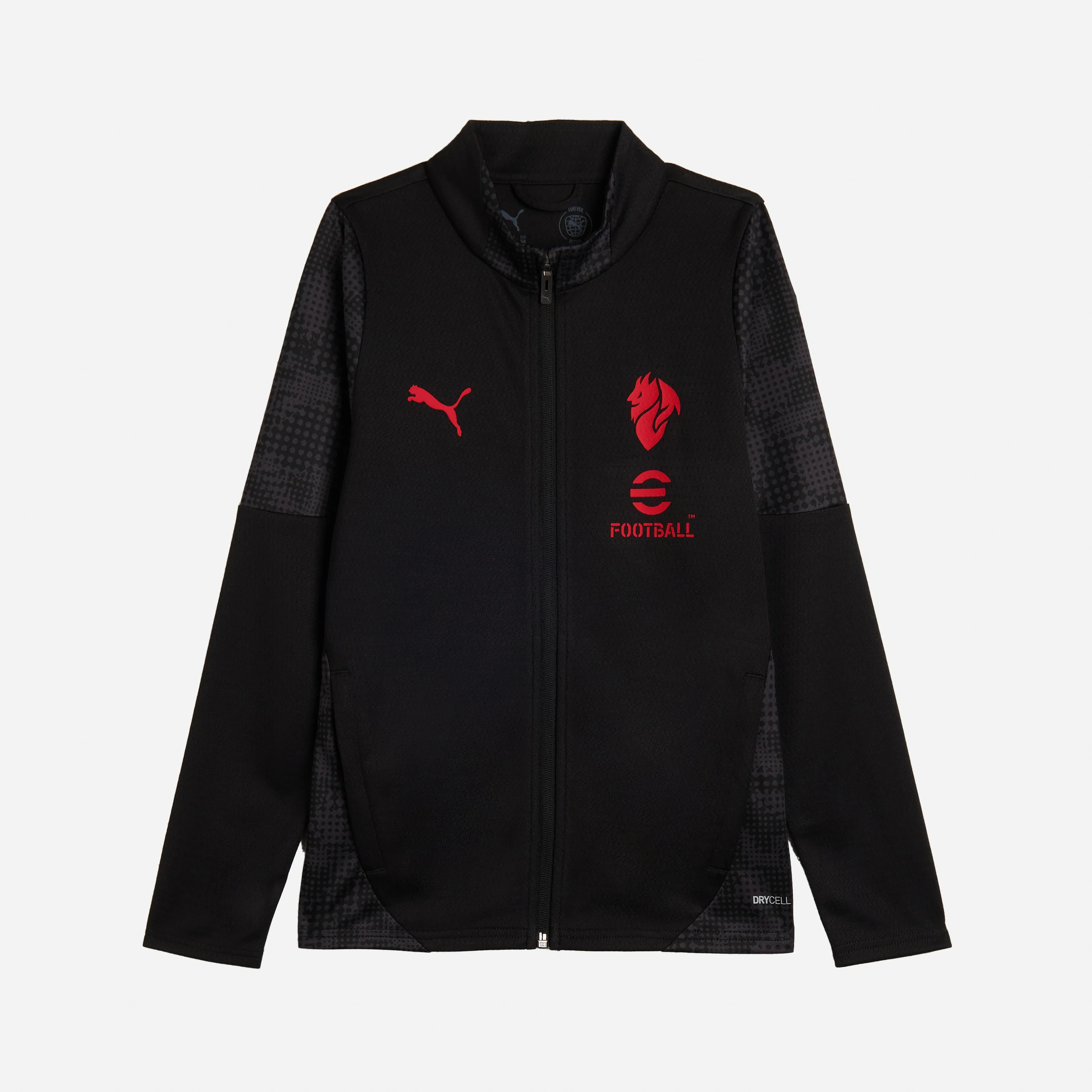 GIACCA NERA BAMBINO MILAN TRAINING 2025/26 CON ZIP E TASCHE