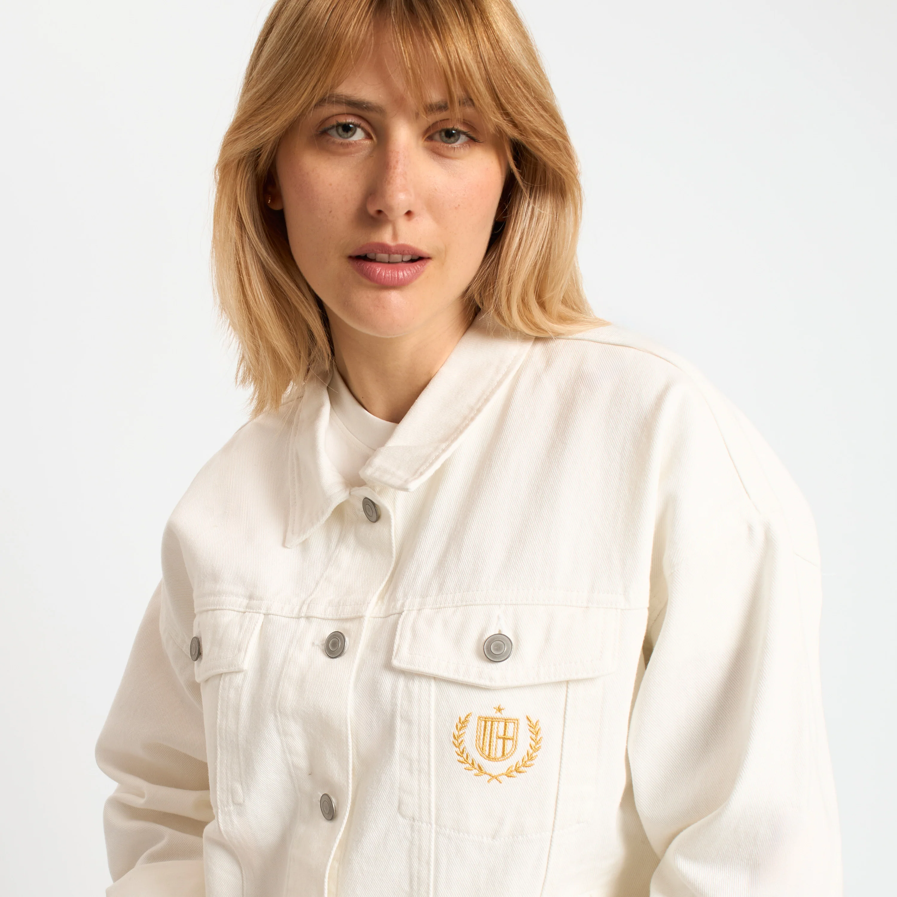 GIACCA DI JEANS MILAN BIANCA DONNA CON RICAMO - Image 5